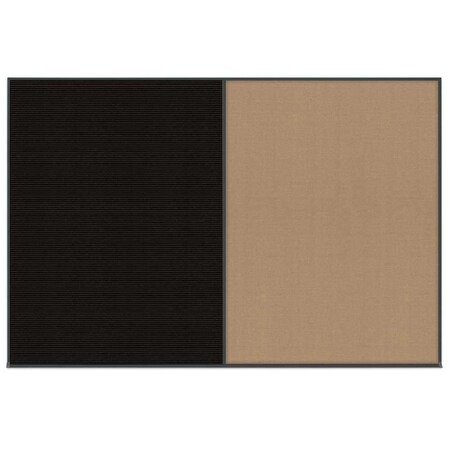 United Visual Products Enclosed Corkboard, 1 Door, 60"x36", 4" Fra UV3403-BLACK-SURF